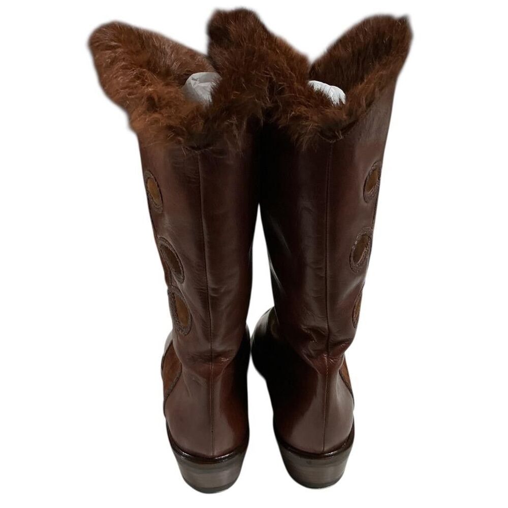 Emmedieci Boots Womens 9 40 Brown Leather Suede Fur Trim Wool Pull On VTG 90s - Picture 7 of 12